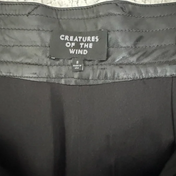 Creatures Of The Wind Runway Black Leather Belted Midi Skirt Size 8